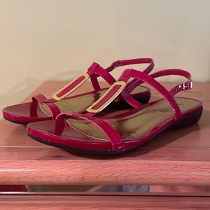 Ralph Lauren red and gold sandals